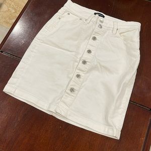 J. Crew Jeans Button Front White Denim Pencil Skirt Stretch